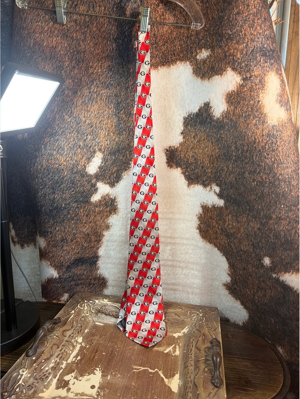 Eagles Wings Georgia Bulldogs Red and Gray Tie